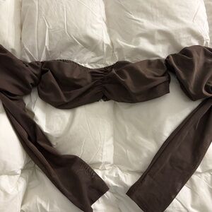 PrettyLittleThing Brown Long Sleeve Top